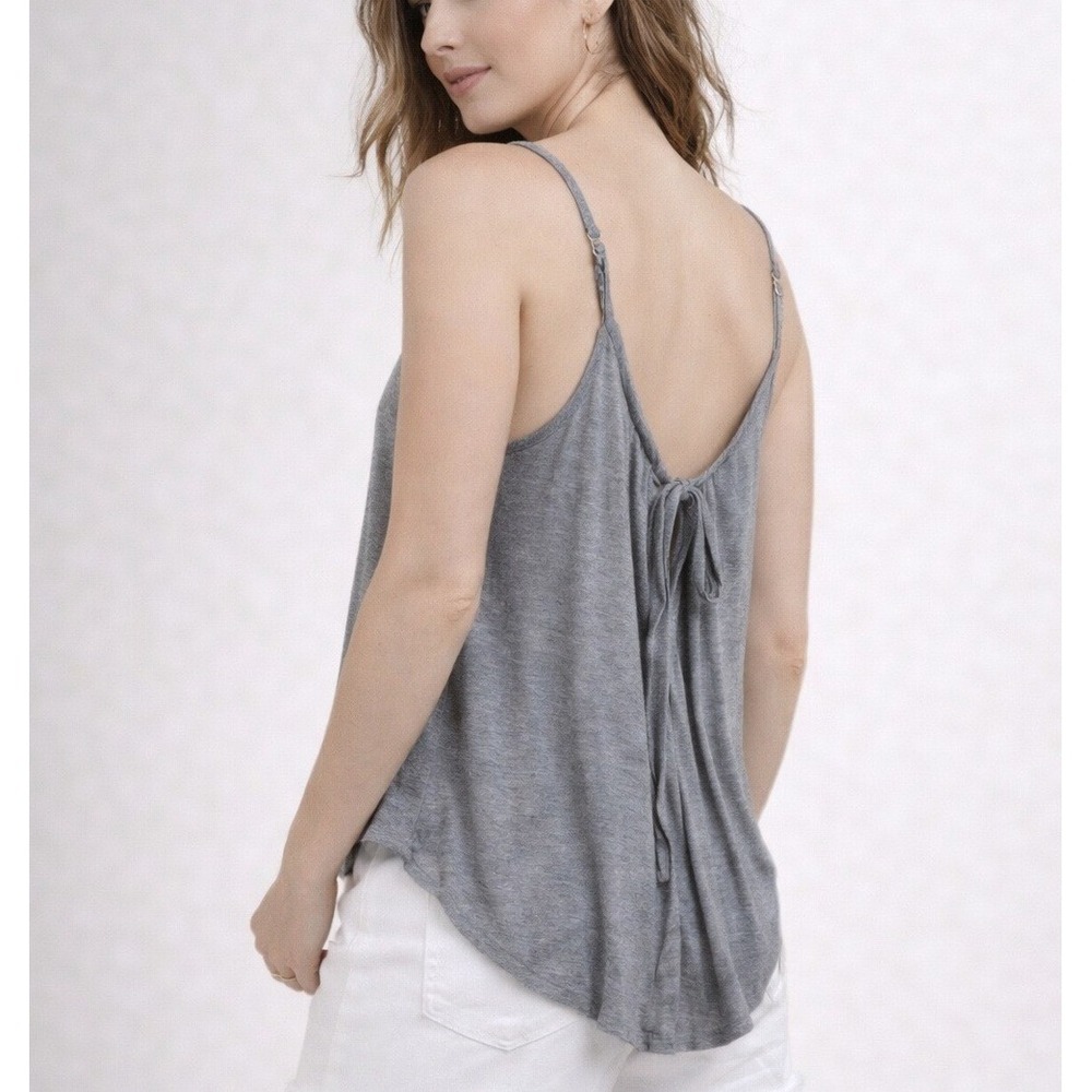 RVCA Draped Open Back Tank Top Small Gray Jersey Knit‎ Tie Back Camisole Minimal